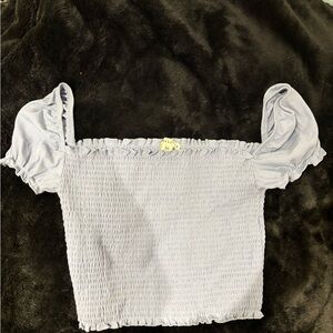 Aeropostale Lavender Smocked Puff Sleeve Crop Top